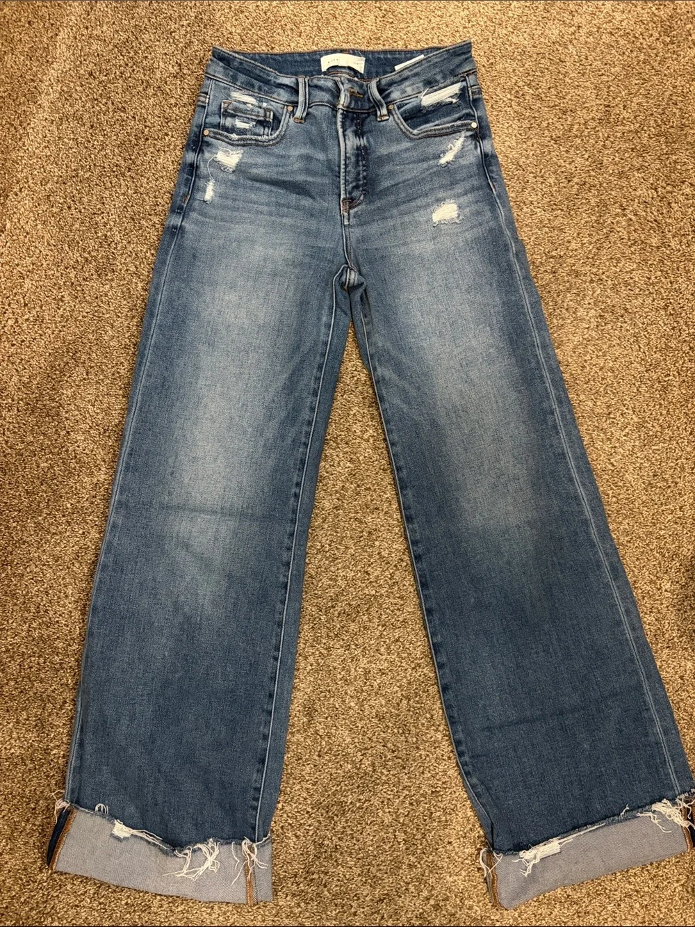Risen Wide Leg Distressed Blue Women’s Jeans